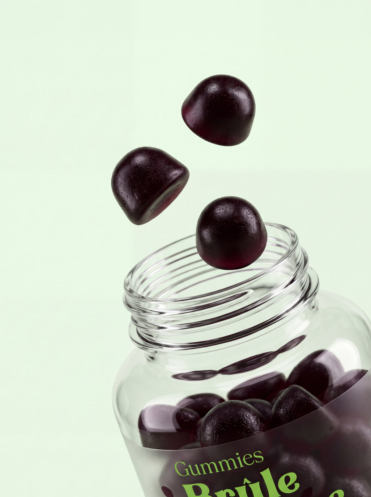 Gros plan sur les gummies Brûle-Graisse goût fraise et menthe