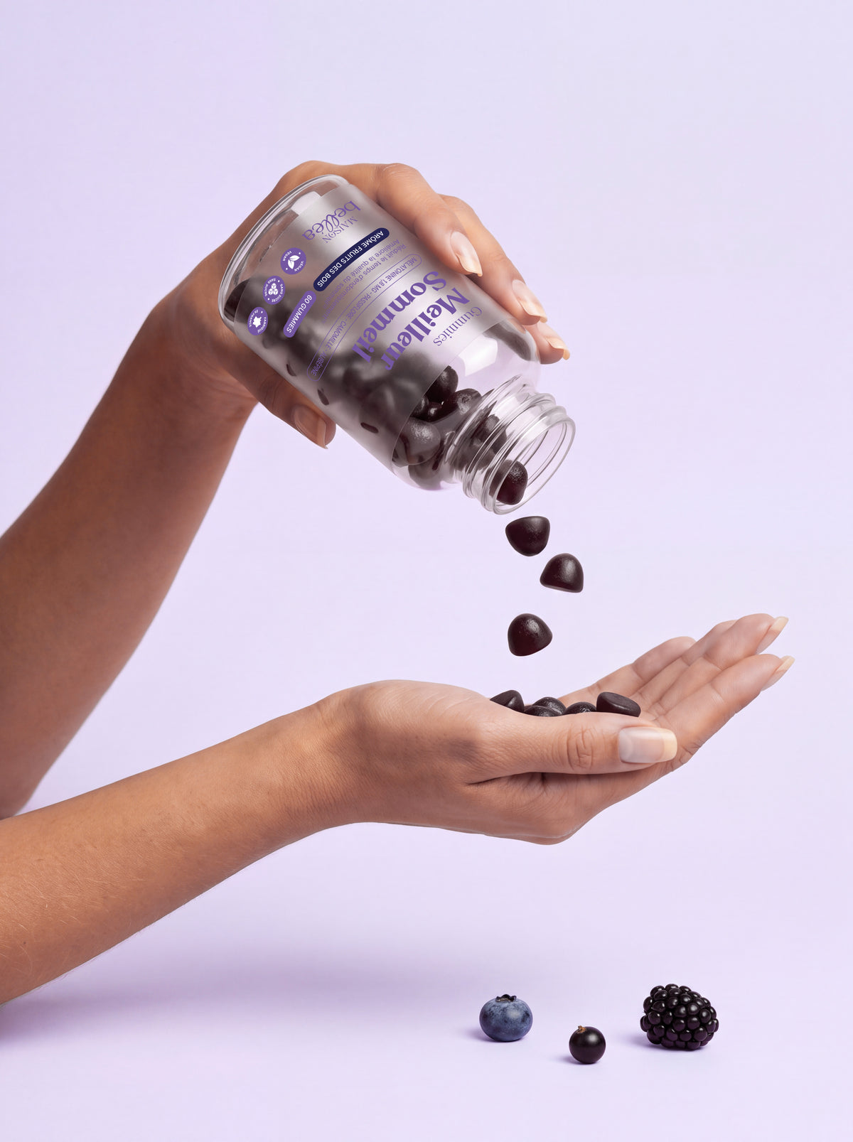 Pot de gummies Meilleur Sommeil renversé